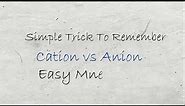 Cations vs Anions Easy Mnemonic To Remember - Chemistry - Download Smart Study Notes
