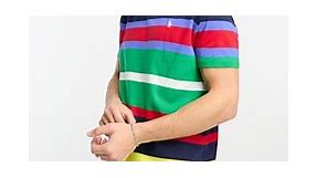 Polo Ralph Lauren icon logo striped heavyweight classic fit T-shirt in navy multi | ASOS