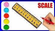 How to draw ruler | Drawing ruler for kids step by step | Scale Drawing | Ruler drawing