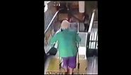 Granny falls down the escalator