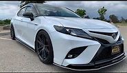 Toyota Camry XSE 2019 lowered on 20s eibach pro kit 2018 2020 SFACTOR FABRICATION TINTED LIGHTS