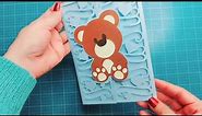 Baby Shower Card SVG template Cricut Tutorial Silhouette Cameo Cut Files Teddy Bear SVG