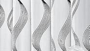 Hokibero Black and White Fabric Shower Curtains for Bathroom 230GSM Waffle Heavy Cloth Shower Curtain Set Dark Grey Washable Modern Stripe Woven Look White and Black Bath Decor 72 inch