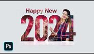 Happy New Year 2024 Text Manipulation in Photoshop | Text Effect in Photoshop | Creative Text Mask