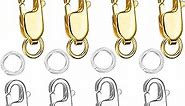Kcctoo Silver Lobster Claw Clasp with Closed Jump Rings 14K Gold Necklace Clasps and Closures For Jewelry Making, Made in Italy 12mm(0.47inch)