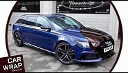 Blue Audi RS6 wrapped in Black Rose