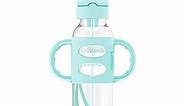 Dr. Brown's Milestones Narrow Sippy Straw Bottle, Spill-Proof with 100% Silicone Handles and Weighted Straw, 8 oz/250 mL, Green, 6m+