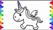 How to Draw a Baby Unicorn | Unicorn Coloring Pages for Kids | Unicorn Coloring Book Learn to Draw