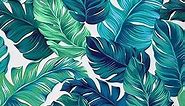 Feelyou Tropical Outdoor Fabric by The Yard, Summer Palm Leaf Upholstery Fabric for Chairs, Green Botanical Branch Decorative Fabric for Home DIY Projects, 5 Yards, Teal Blue