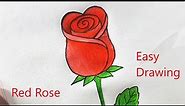 How to draw a Red Rose Flower Easy painting