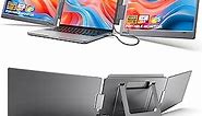 KYY Triple Portable Monitor for Laptop, 14'' FHD 1080P USB-C Laptop Screen Extender HDR IPS Computer Display, Dual Monitor for Triple Screen, Portable Monitor for 12"-16" Laptop (Mac, Wins, Android)