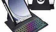 Keyboard Case for Samsung Galaxy Tab A9 Plus 11.0 inch SM-X210/SM-X215/SM-X216, 360° Rotating Back Cover with Colorful Backlit Detachable Keyboard fit Tablet A9+ 5g (Black)