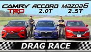 2020 Toyota Camry TRD vs Honda Accord vs Mazda6 // DRAG & ROLL RACE