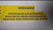 carbinoxamine drug