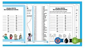 Numbers 1-30 Worksheet French