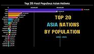 Top 20 Asia Countries by Population, (1950 - 2021) #asia #worldpopulation