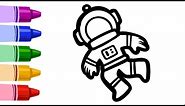 Astronaut drawing, painting and colouring for kids, toodles ideas for kids, how to draw Astronaut