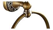 Leyden Brass Towel Ring, Antique Retro Round Towel Holder, Wall Mounted Bath Hand Towel Rack Rail Bathroom Hardware Classical Ancient Wave Pattern Base