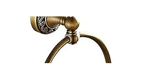 Leyden Brass Towel Ring, Antique Retro Round Towel Holder, Wall Mounted Bath Hand Towel Rack Rail Bathroom Hardware Classical Ancient Wave Pattern Base