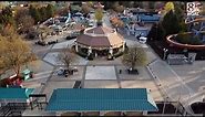 Drone video of the entrance to Dorney Park in Allentown, Pa.
