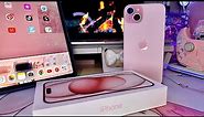 Aesthetic unboxing new iPhone 15 plus (pink) + setup + accessories 💕What’s on my phone 📱 Kawaii
