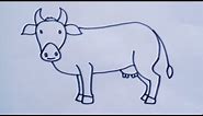 How to draw a Cow easy way 🐄 Cow drawing step by step//cartoon Cow drawing for beginners
