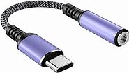 USB C to 3.5mm Headphone Jack Adapter, USB C to Aux Audio Dongle Cable Cord Compatible with iPad Pro/Samsung Galaxy S23, S23+, S22, S21 Plus/Ultra/Pixel 5 4 3 2 XL, Type C Devices (Lavender)