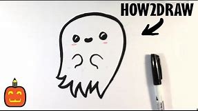 How to Draw a Scary Ghost (Cute) - Halloween Drawings