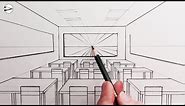 How to Draw a Classroom using One-Point Perspective for Beginners