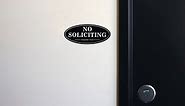 No Soliciting Sign, 2 Pack Self-Adhesive Aluminum Metal No Solitation Do Not Knock or Ring Bell Sign, 7.0 x 3.0 inches Fade Resistang Signs for Office and Home (Brushed Nickel/Black)