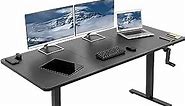 VIVO Manual Height Adjustable 71 x 30 inch Stand Up Desk, Black Table Top, Black Frame, Standing Workstation with Foldable Handle, DESK-KIT-MB7B