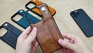 Wallet Genuine Leather Case for iPhone 12/12 Pro, Card Holder, Fingers Hand Strap Ring, Adjustable Buckle Kickstand Phone Back Cover 6.1" iPhone 12/12 Pro, Brown