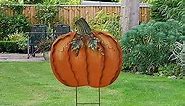 Metal Pumpkin Garden Stakes - Autumn Decorative Yard Signs - Indoor Outdoor Plant Flower Stake Fall Lawn Ornaments Pumpkin Decoration for Harvest Halloween (17.5"-A)
