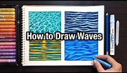 4 Types of Ocean Waves drawing with Oil Pastels ~ How to draw Waves with Oil pastels
