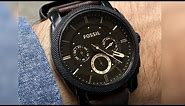 Fossil FS4656 Black Leather Strap Watch Unboxing
