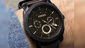 Fossil FS4656 Black Leather Strap Watch Unboxing
