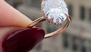 4 Carat Oval Diamond Rose Gold Solitaire Engagement Ring with Hidden Halo: Isabella