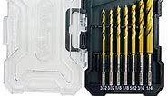 7-Piece HSS Titanium Nitride Brad Point Wood Drill Bit Set, with 1/8" Straight Round Shank for Rotary Tools, SAE Sizes 3/32"-1/8"-5/32"-3/16"-1/4" in Storage Case