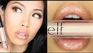 E.L.F. Cosmetics Lip Plumping Gloss CHAMPAGNE GLAM Quick Review Swatch Tutorial