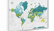 Travel Map With Pins World Personalized | Colorful World Map with Pins on Canvas | | World Map Wall Art to Mark Travels | 24" x 32" up to 40" x 53"