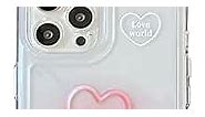 Cute Pink Heart iPhone 13 Case, Shockproof Protective Lovely Aesthetic Clear Phone Case for Women