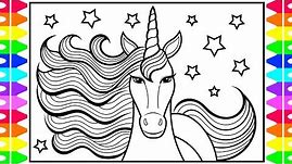 How to Draw a Unicorn for Kids 🦄💜💛💖💚 Unicorn Drawing | Unicorn Coloring Pages for Kids