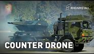 Rheinmetall Air Defence: Skynex truck-mounted engaging drone swarm