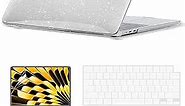 EooCoo Compatible with New MacBook Air 15 inch Case 2023 Release A2941 M2 Chip Liquid Retina Display & Touch ID, Glitter Plastic Hard Shell Case + Keyboard Skin Cover + Screen Protector, Sparkly Clear