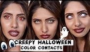 HALLOWEEN Colored Contacts on dark eyes | Totally creepy and totally cool 👀 cosplay contacts