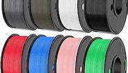 SUNLU 3D Printer Filament Bundle Muticolor, PLA Filament 1.75mm Matte, Neatly Wound Filament, Smooth Matte Finish, 2kg in Total, 0.25kg Spool, 8 Packs, Black+White+Grey+Clay+Green+Pink+Blue+Red