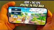 HDR + 90 Fps !! 😱 IPHONE 14 PRO MAX Gameplay - pubg mobile
