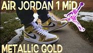 LOOK - Air Jordan 1 Mid Metallic Gold Review and On-Foot! A very shiny take on the AJ1 MID