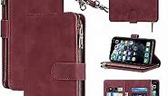Jaorty iPhone 11 Pro Max Phone Case Wallet for Women Men with Credit Card Holder, iPhone 11 Pro Max Crossbody Case with Strap Shoulder Lanyard, Zipper Pocket PU Leather Cases,6.7 Inch Burgundy