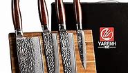 YARENH Cleaver Knife Set with Magnetic Block, 5 Piece Professional Sharp Chef Knives for Kitchen, Damascus Stainless Steel, 73 Layers, Full Tang, Sandalwood Wood Handle